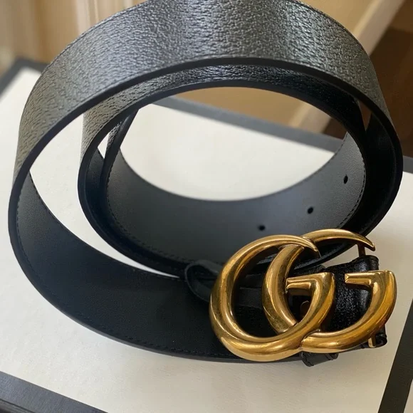 Gucci Calfskin Double G 40mm Belt 85 34 Black - Picture 7 of 8